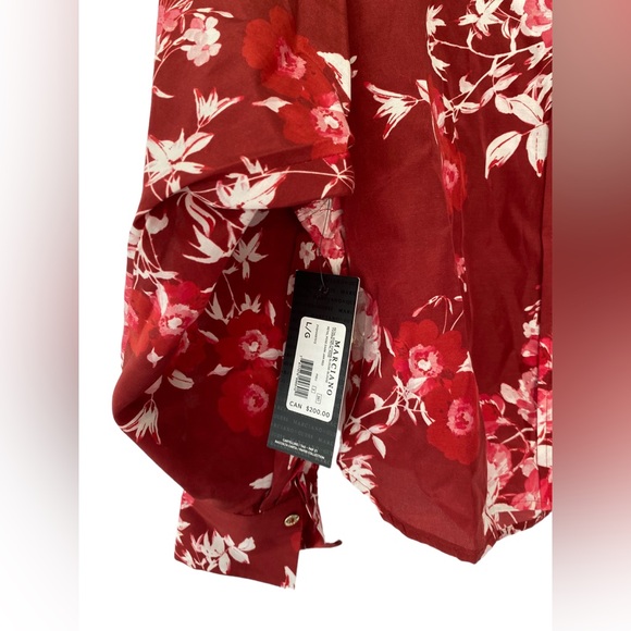 Marciano Floral 🌺 Pattern Silk Blouse with Balloon Sleeves- Size L - Picture 4 of 8